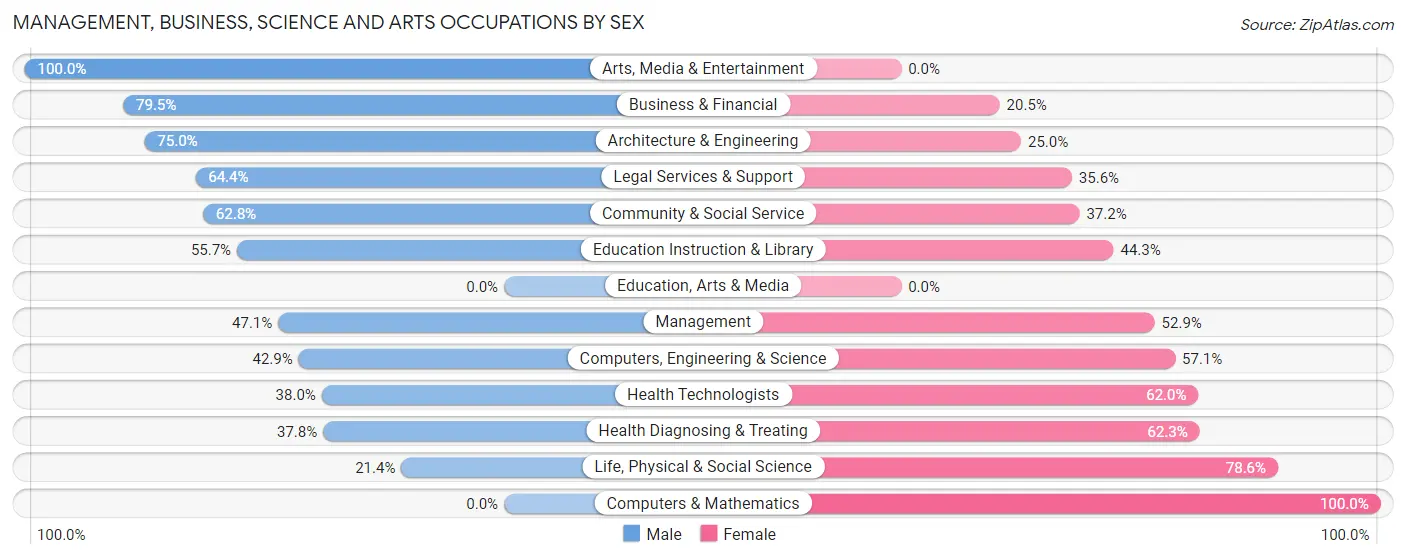Management, Business, Science and Arts Occupations by Sex in Southside Place