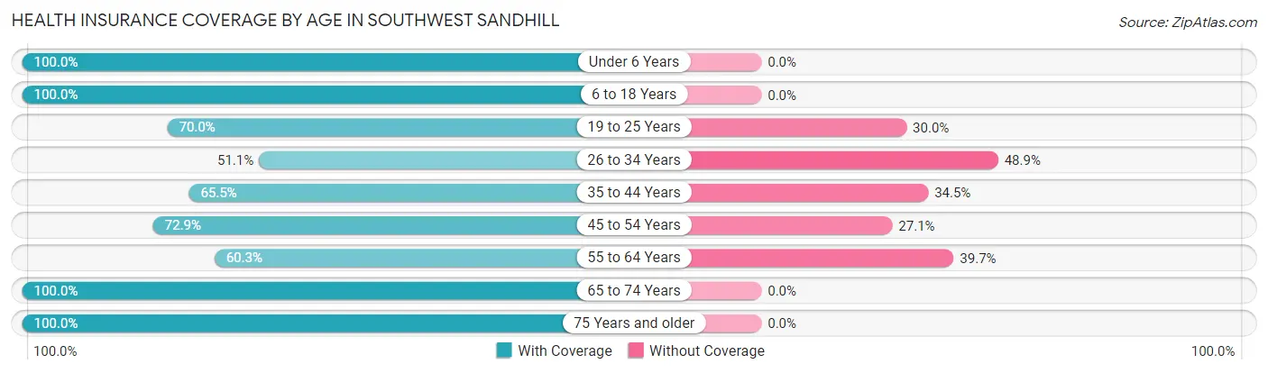 Health Insurance Coverage by Age in Southwest Sandhill
