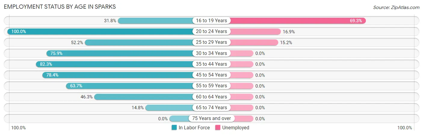 Employment Status by Age in Sparks