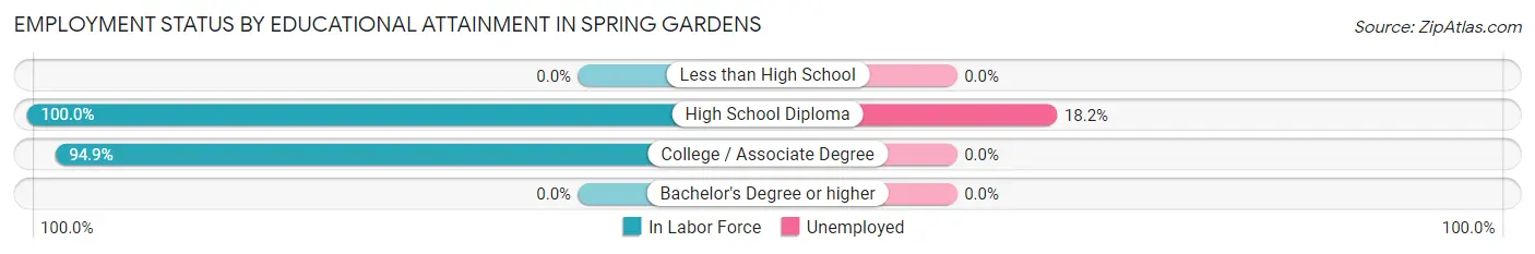 Employment Status by Educational Attainment in Spring Gardens