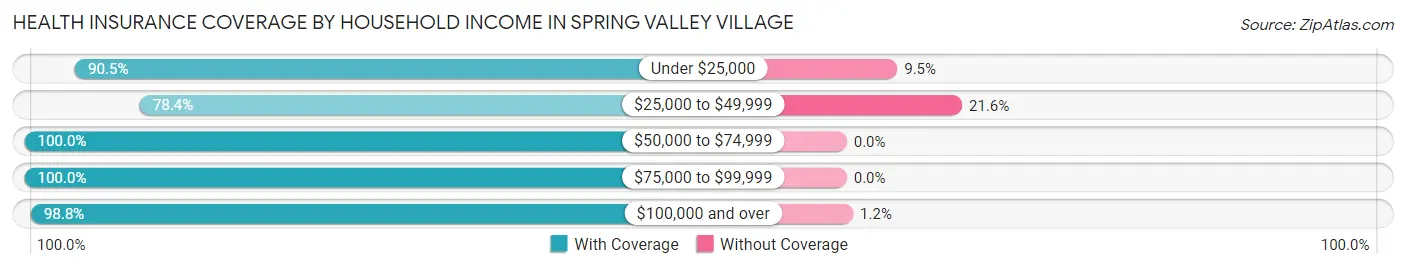 Health Insurance Coverage by Household Income in Spring Valley Village