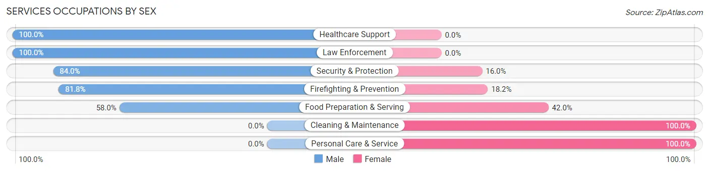 Services Occupations by Sex in St Hedwig