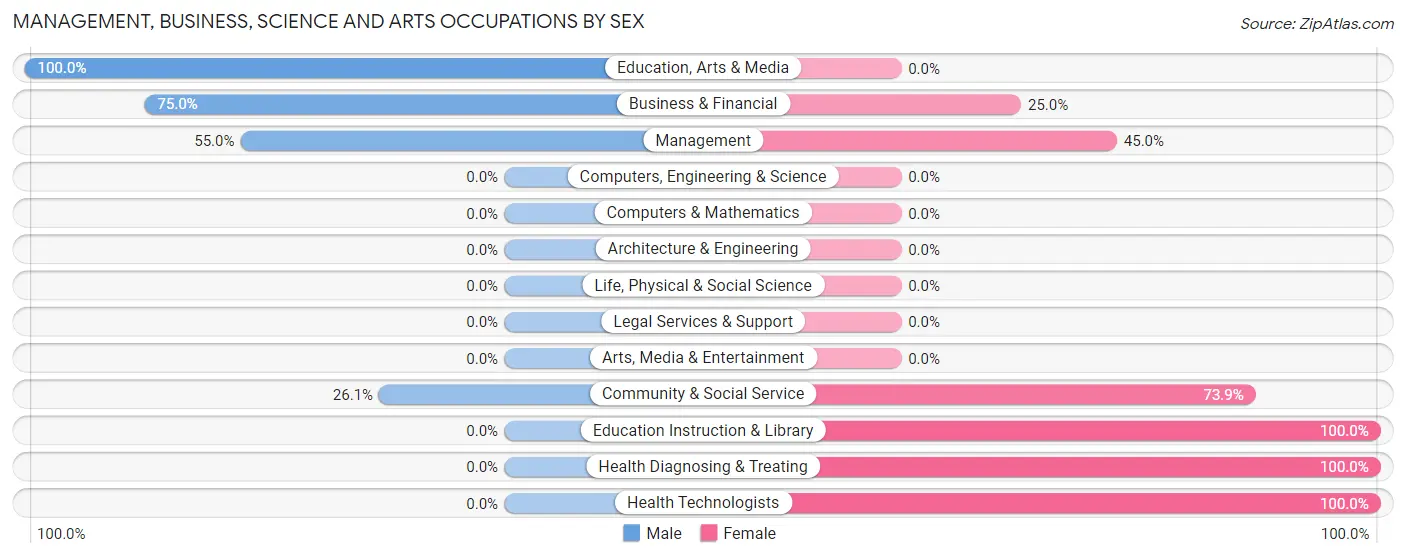 Management, Business, Science and Arts Occupations by Sex in St Jo