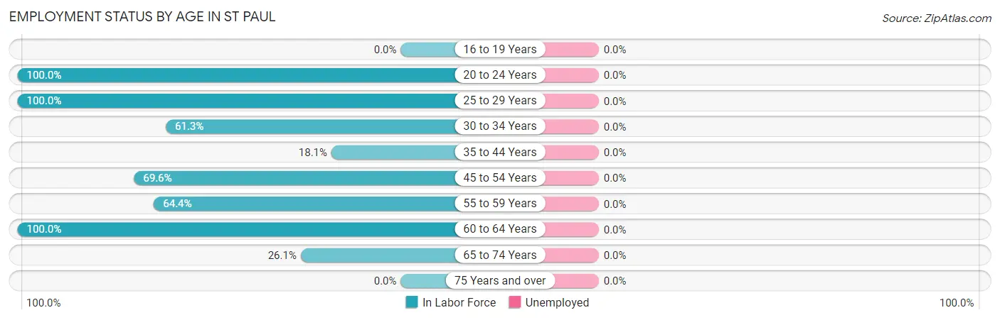 Employment Status by Age in St Paul