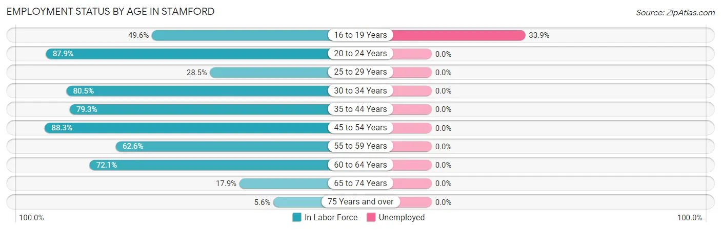 Employment Status by Age in Stamford