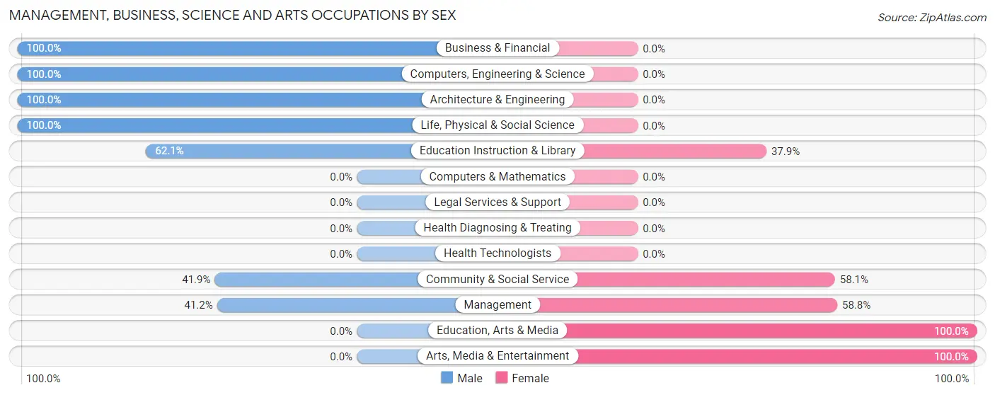 Management, Business, Science and Arts Occupations by Sex in Stinnett