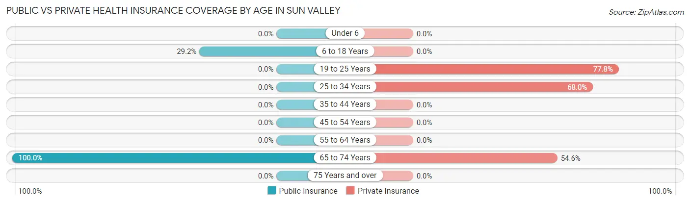 Public vs Private Health Insurance Coverage by Age in Sun Valley