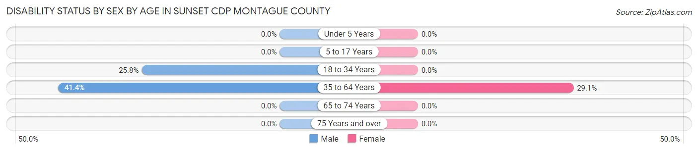 Disability Status by Sex by Age in Sunset CDP Montague County