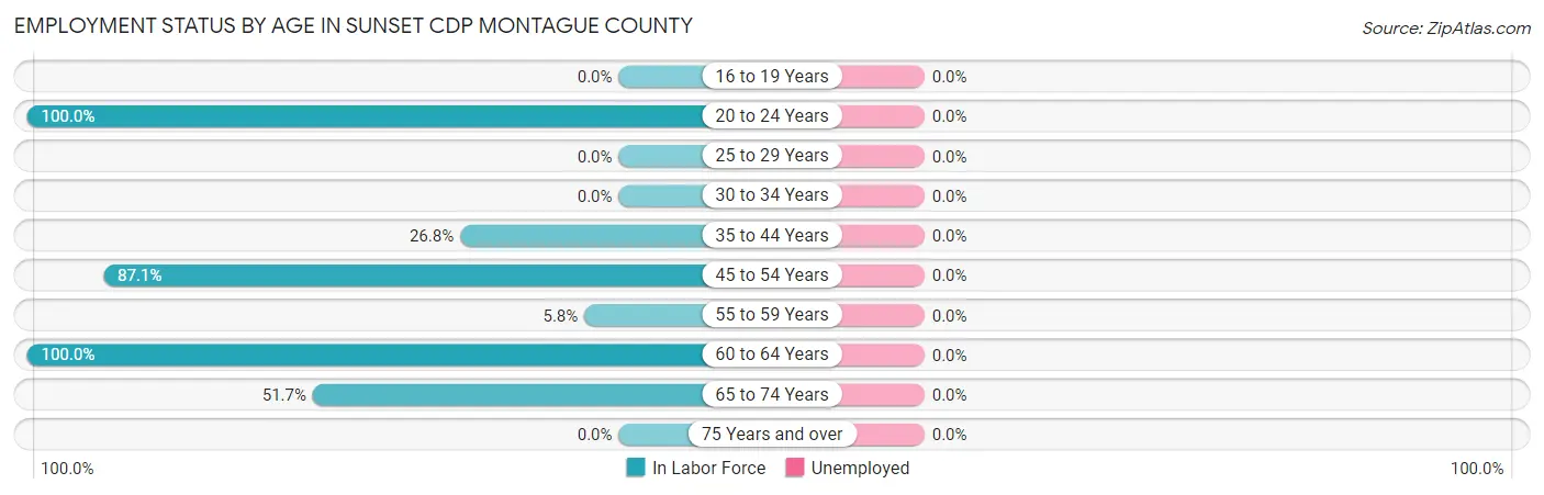 Employment Status by Age in Sunset CDP Montague County