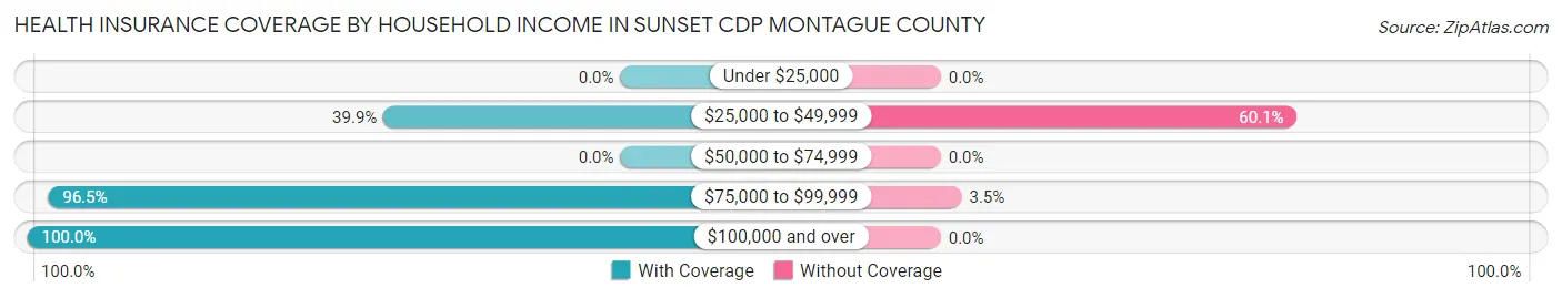 Health Insurance Coverage by Household Income in Sunset CDP Montague County