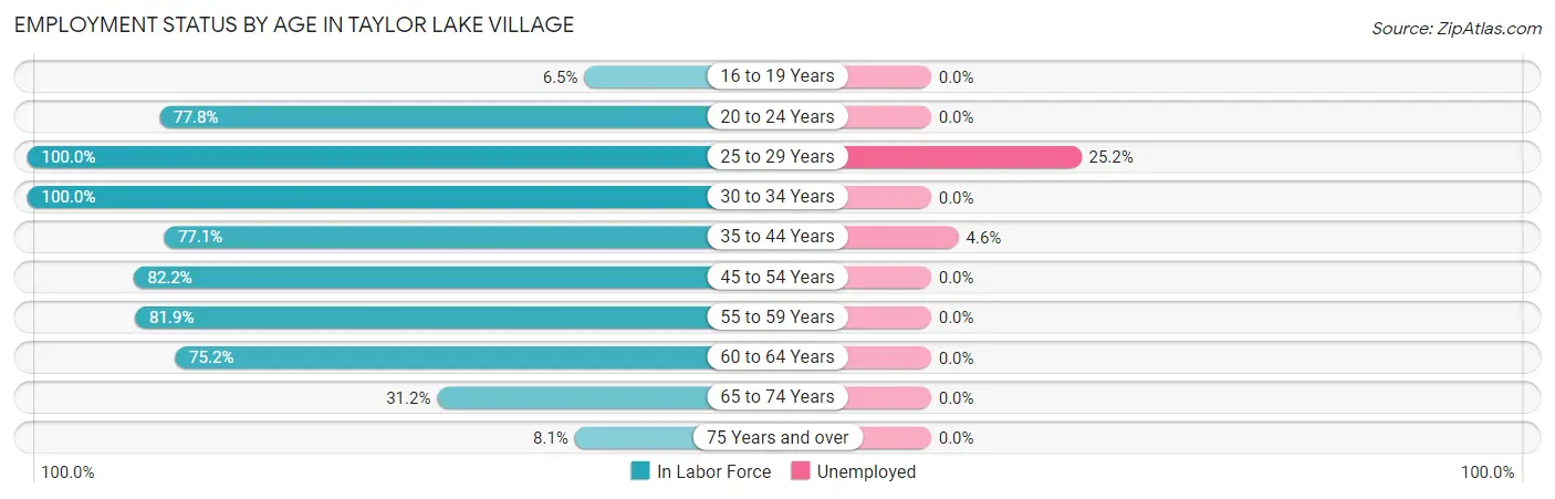 Employment Status by Age in Taylor Lake Village