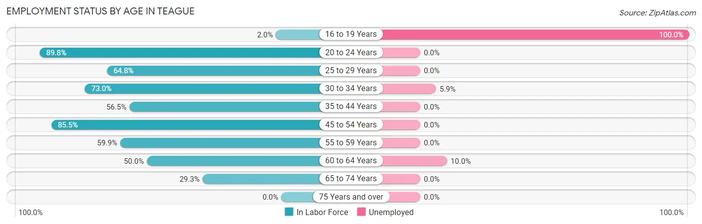 Employment Status by Age in Teague