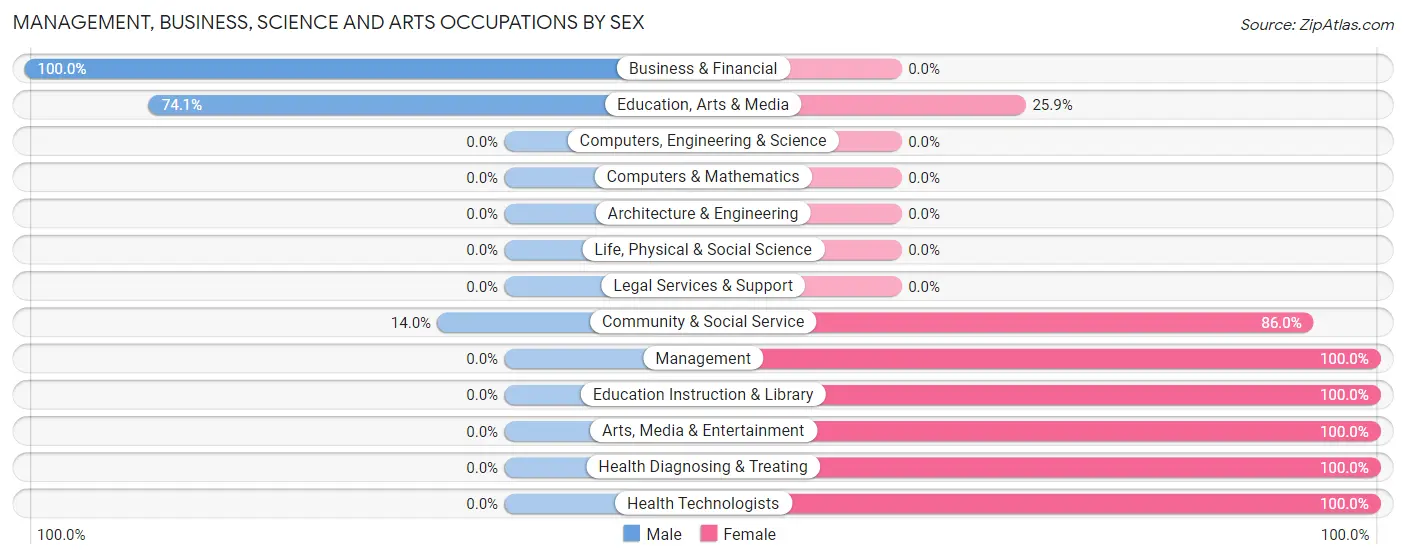 Management, Business, Science and Arts Occupations by Sex in Teague