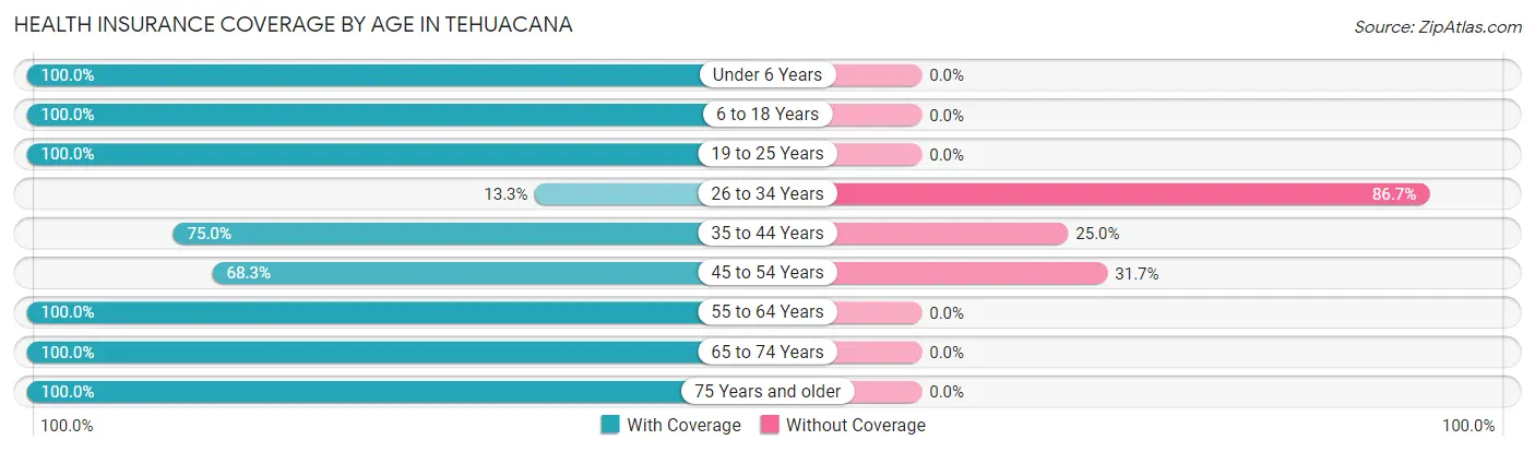 Health Insurance Coverage by Age in Tehuacana