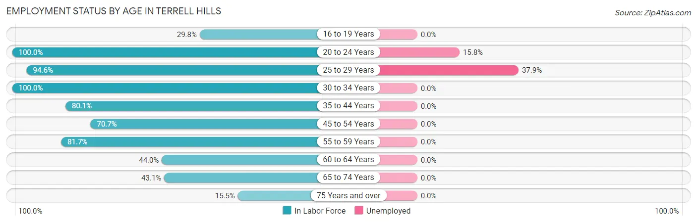Employment Status by Age in Terrell Hills
