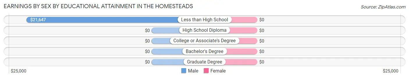 Earnings by Sex by Educational Attainment in The Homesteads