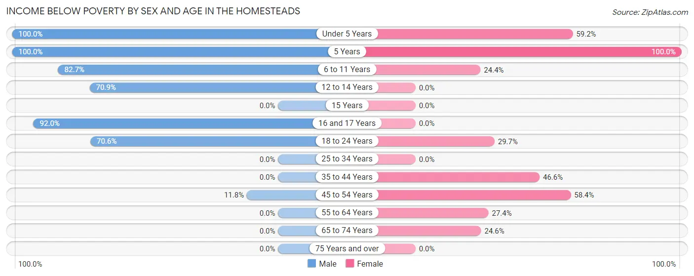 Income Below Poverty by Sex and Age in The Homesteads