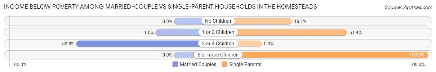 Income Below Poverty Among Married-Couple vs Single-Parent Households in The Homesteads