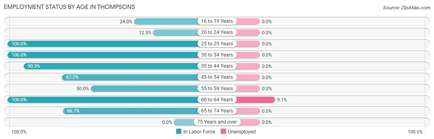 Employment Status by Age in Thompsons