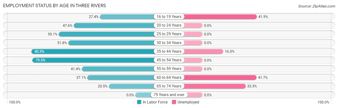 Employment Status by Age in Three Rivers