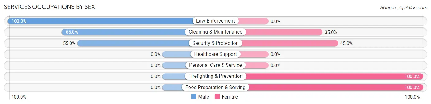 Services Occupations by Sex in Throckmorton
