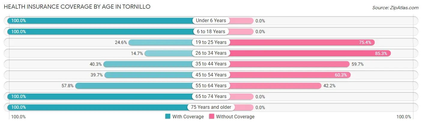 Health Insurance Coverage by Age in Tornillo