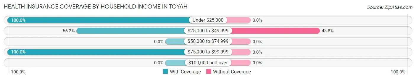 Health Insurance Coverage by Household Income in Toyah