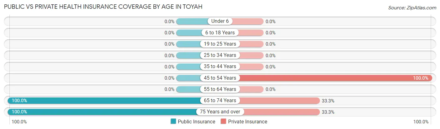 Public vs Private Health Insurance Coverage by Age in Toyah