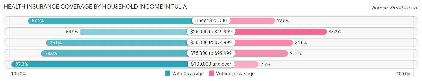Health Insurance Coverage by Household Income in Tulia