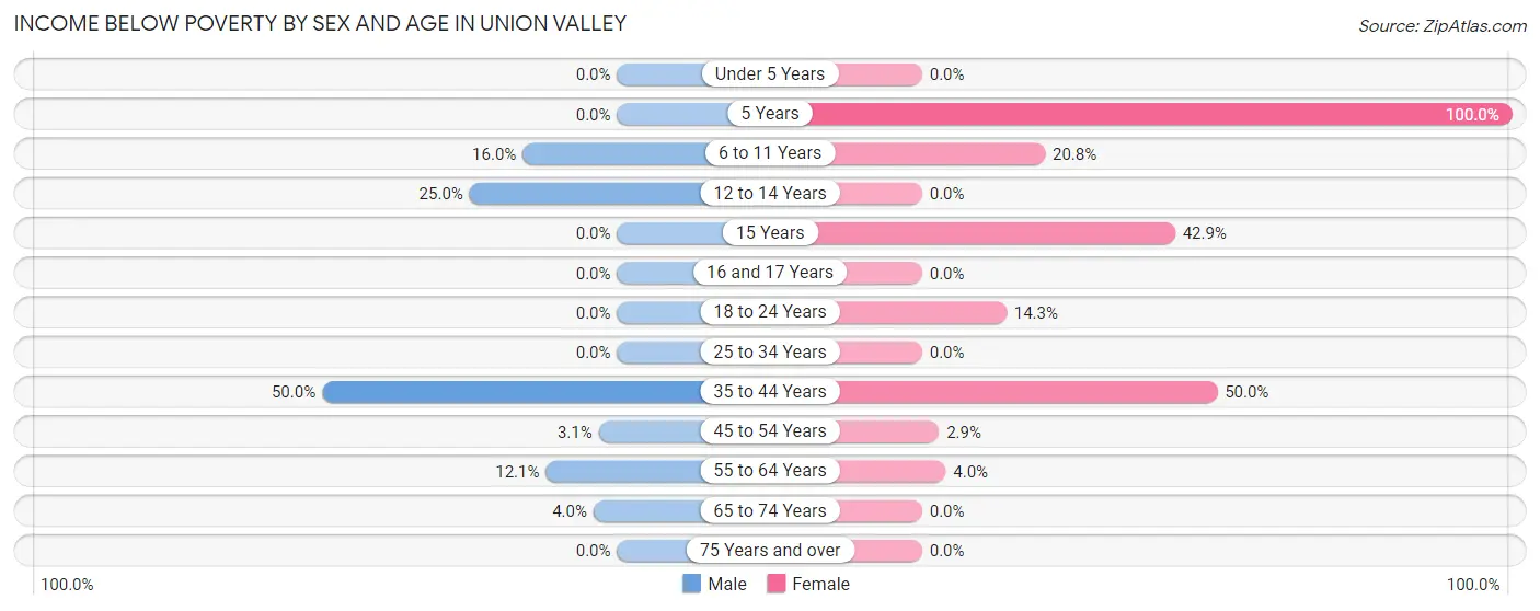 Income Below Poverty by Sex and Age in Union Valley