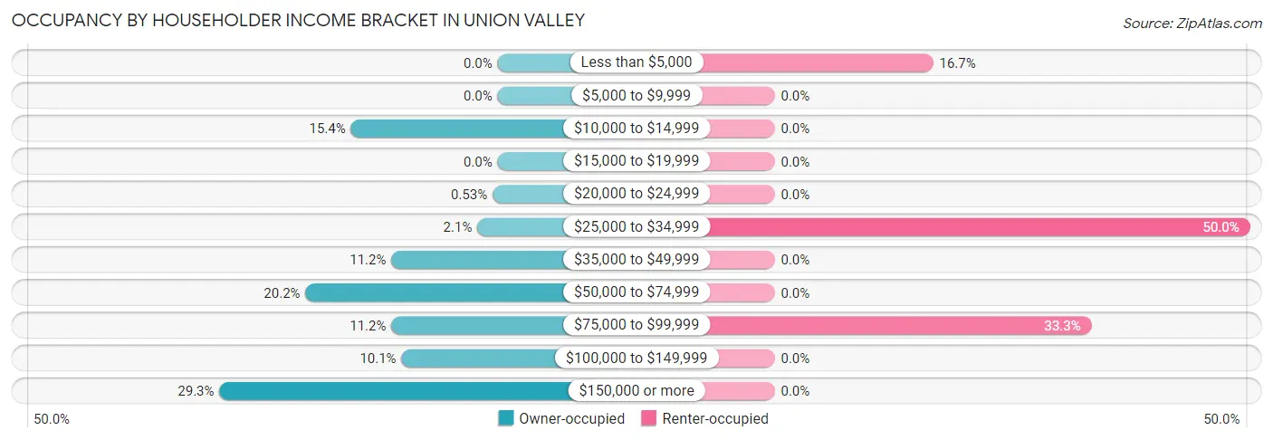 Occupancy by Householder Income Bracket in Union Valley