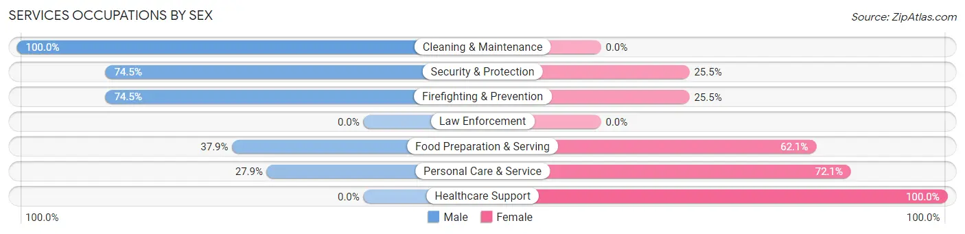 Services Occupations by Sex in University Park