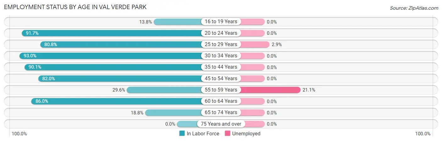 Employment Status by Age in Val Verde Park