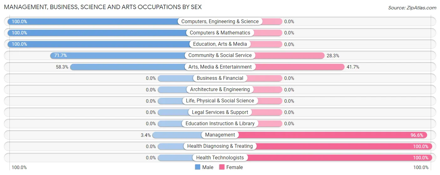 Management, Business, Science and Arts Occupations by Sex in Val Verde Park