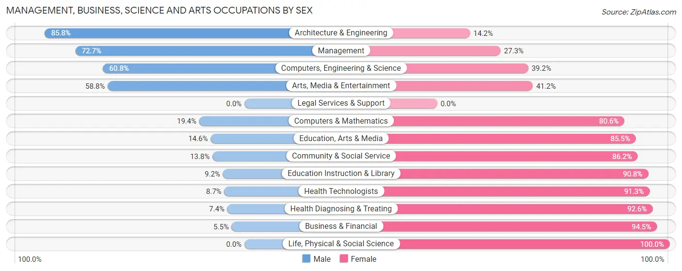 Management, Business, Science and Arts Occupations by Sex in Vidor