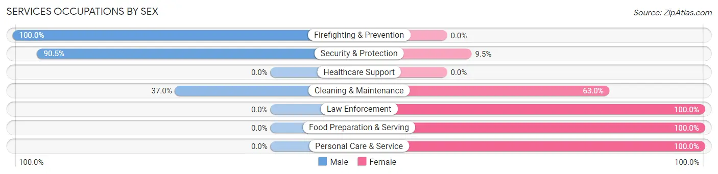 Services Occupations by Sex in Webberville