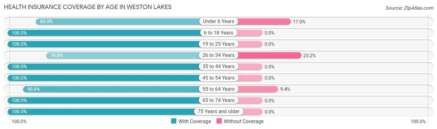 Health Insurance Coverage by Age in Weston Lakes