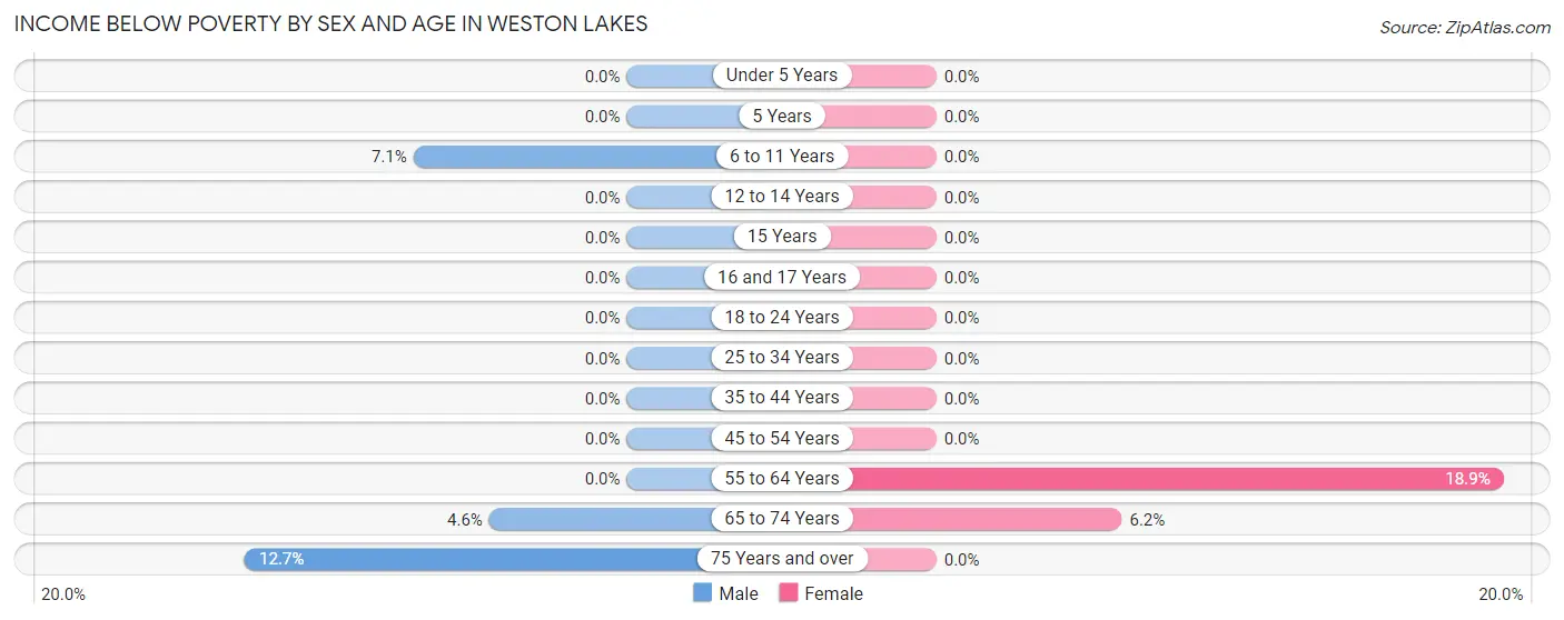 Income Below Poverty by Sex and Age in Weston Lakes