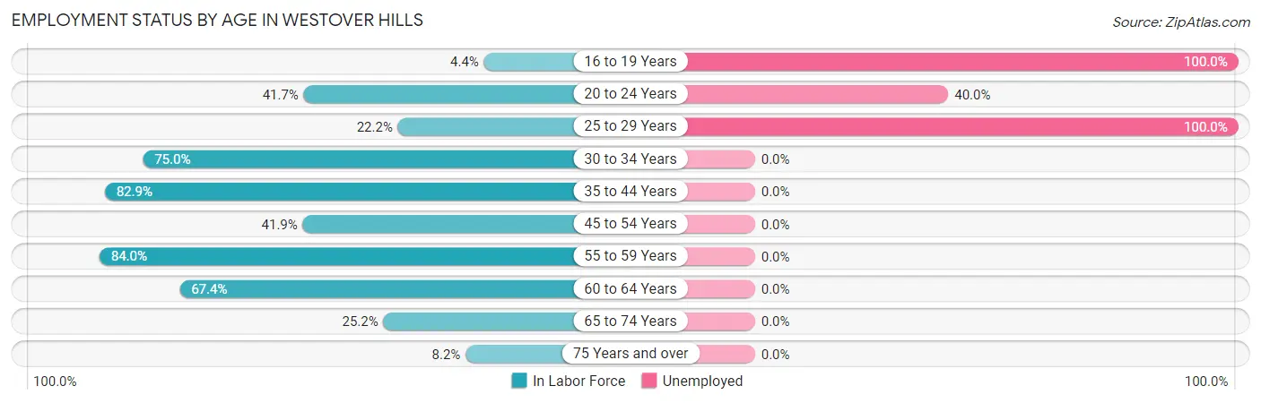 Employment Status by Age in Westover Hills
