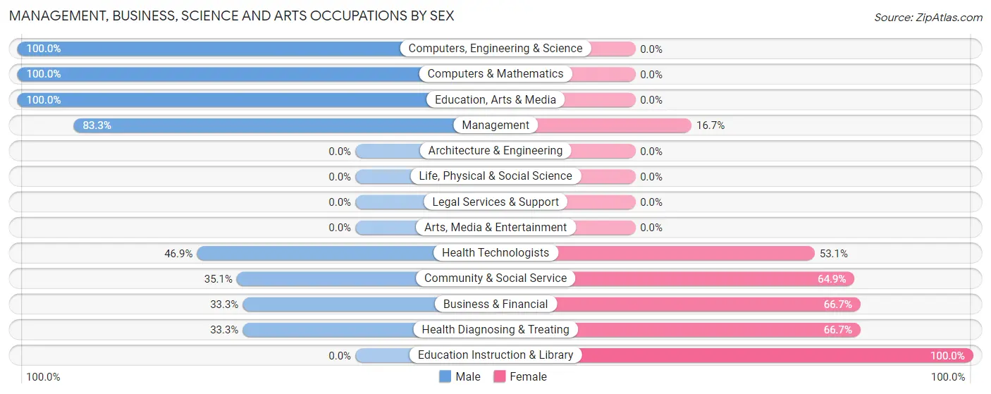 Management, Business, Science and Arts Occupations by Sex in White Deer