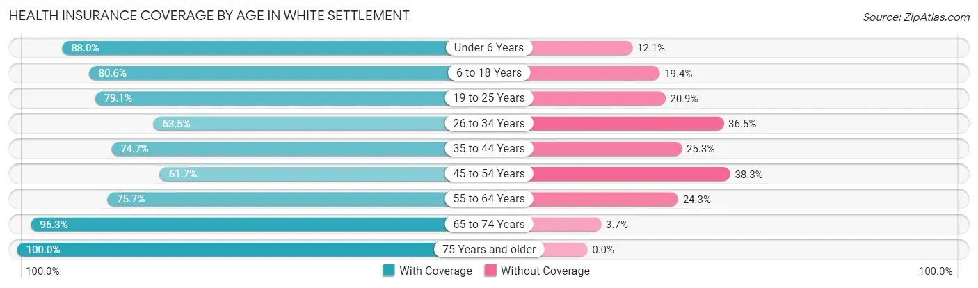 Health Insurance Coverage by Age in White Settlement