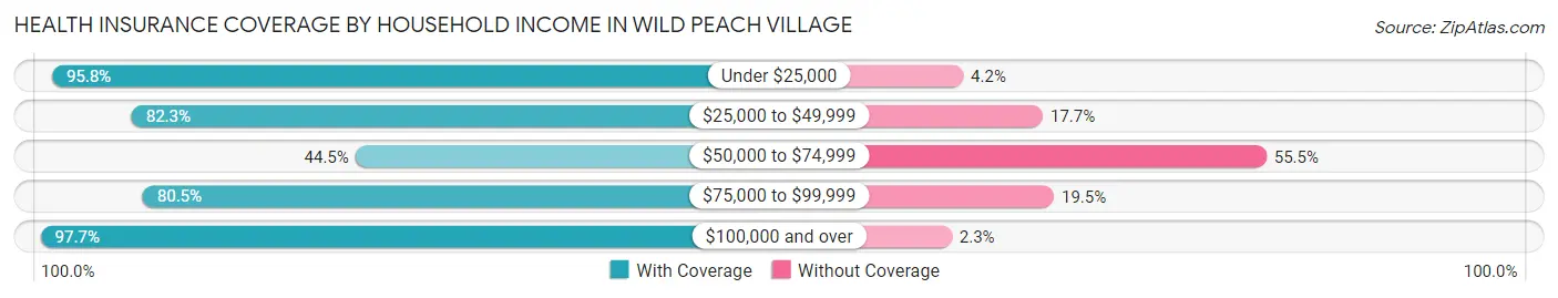 Health Insurance Coverage by Household Income in Wild Peach Village