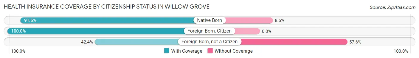 Health Insurance Coverage by Citizenship Status in Willow Grove