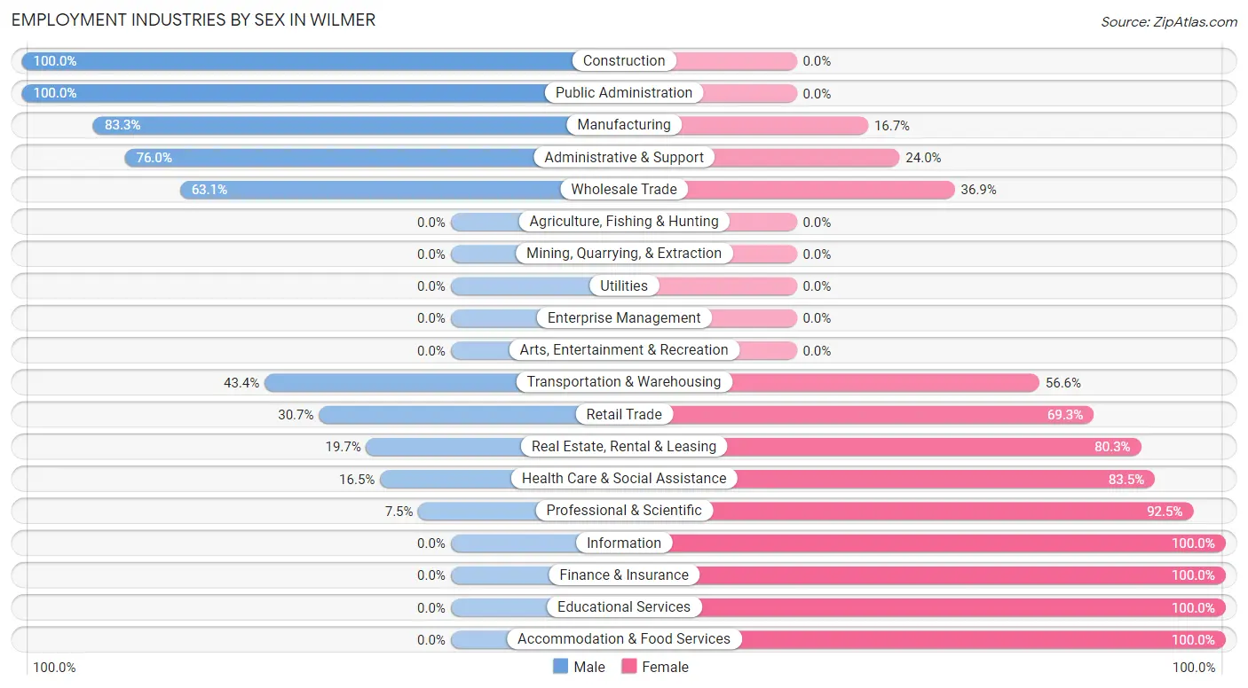 Employment Industries by Sex in Wilmer