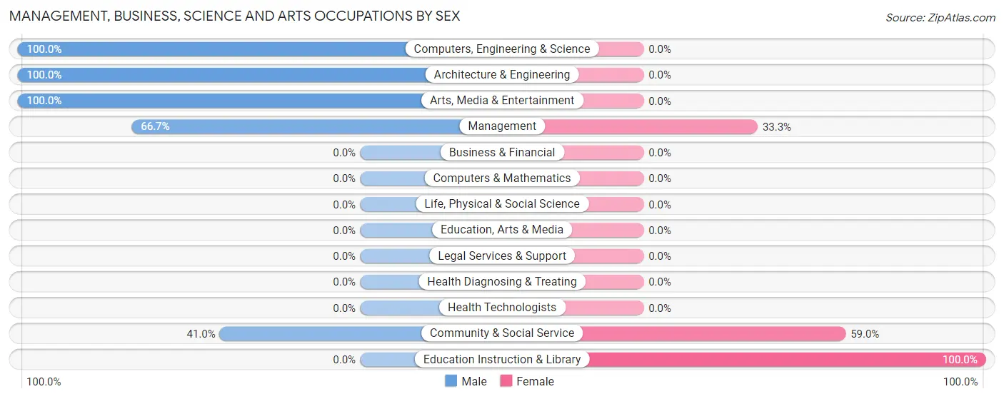 Management, Business, Science and Arts Occupations by Sex in Winnie