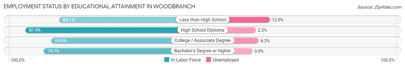 Employment Status by Educational Attainment in Woodbranch