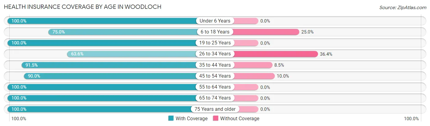 Health Insurance Coverage by Age in Woodloch
