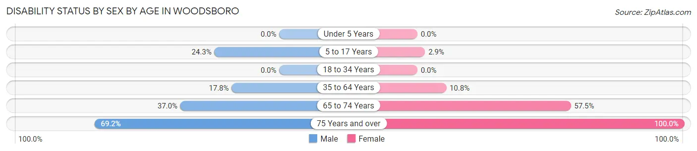 Disability Status by Sex by Age in Woodsboro