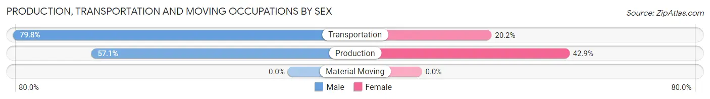 Production, Transportation and Moving Occupations by Sex in Wyldwood