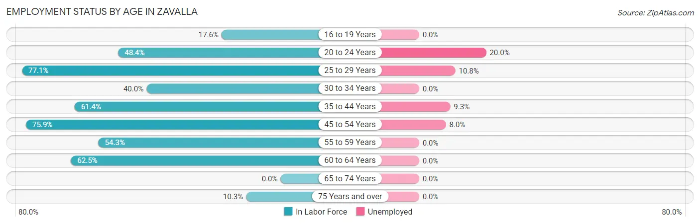 Employment Status by Age in Zavalla